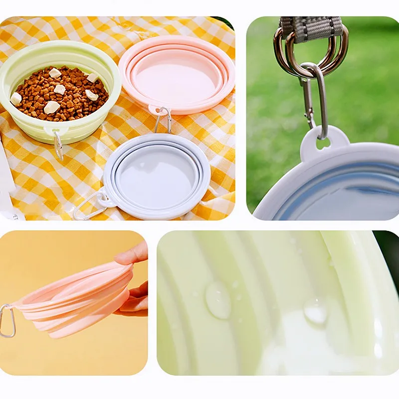 Cuenco para perros, cuenco de comida portátil para perros, cuencos de agua plegables para perros, lavabo de alimentación para caminar, comederos colgantes, contenedor de comida para perros - imagen 3