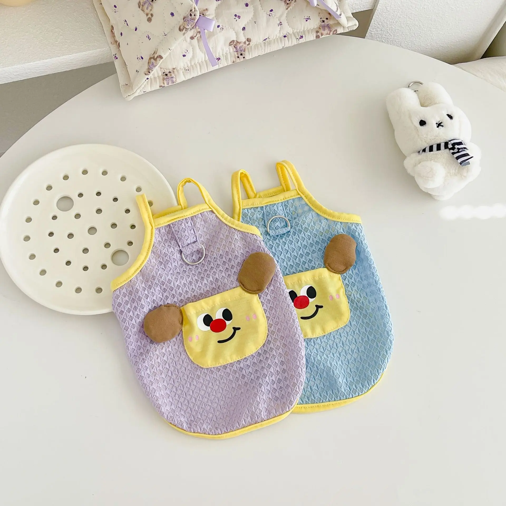 Top con correa para perro de primavera para mascotas, ropa para cachorros pequeños y medianos con bonitos dibujos para perros pequeños y medianos