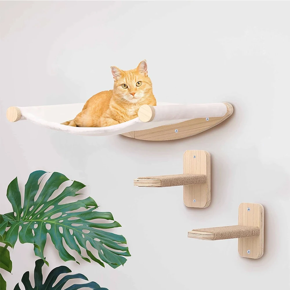 Hamaca de estante de combinación múltiple montada en la pared para gatos, poste de agarre de Sisal, escalera de árbol y Pedal, plataforma de salto, casa para gatos - imagen 2