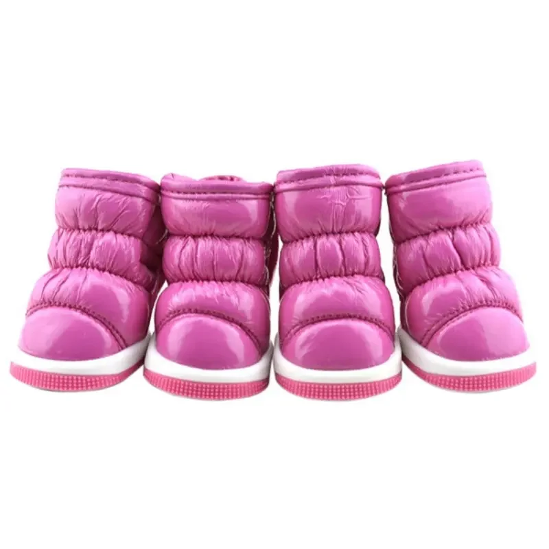 4 unids/set de zapatos de invierno para perros pequeños, zapatos cálidos de lana para cachorros y mascotas, botas de nieve impermeables para perros, zapatos de peluche para Chihuahua y Yorkies - imagen 3