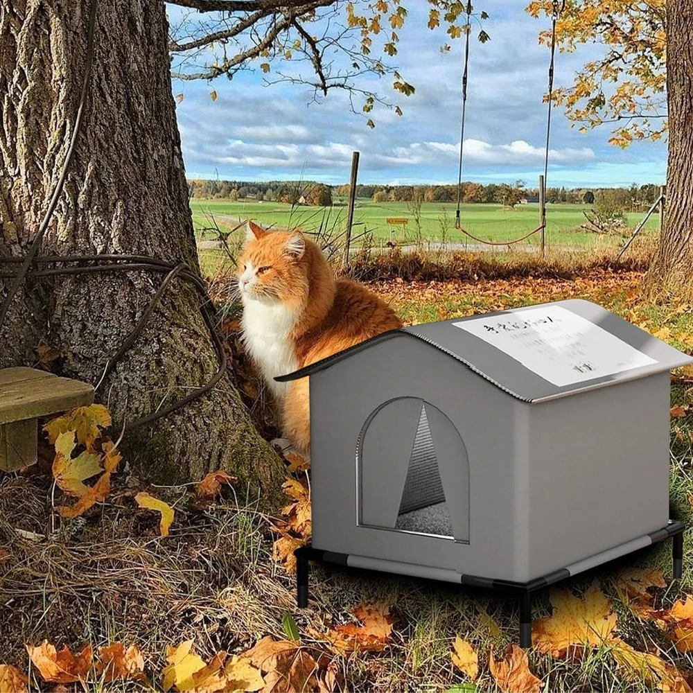 Casa impermeable para gatos callejeros, casas para gatos Feral al aire libre, tienda cerrada para mascotas, refugio cálido para invierno, cama plegable para mascotas con estera extraíble - imagen 2
