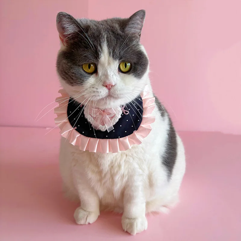 Nueva bufanda de algodón para mascotas a la moda, Bandana para perros grandes, babero bonito para caniche, toalla para Saliva de cumpleaños, banda circular Universal para mascotas, accesorio - imagen 3