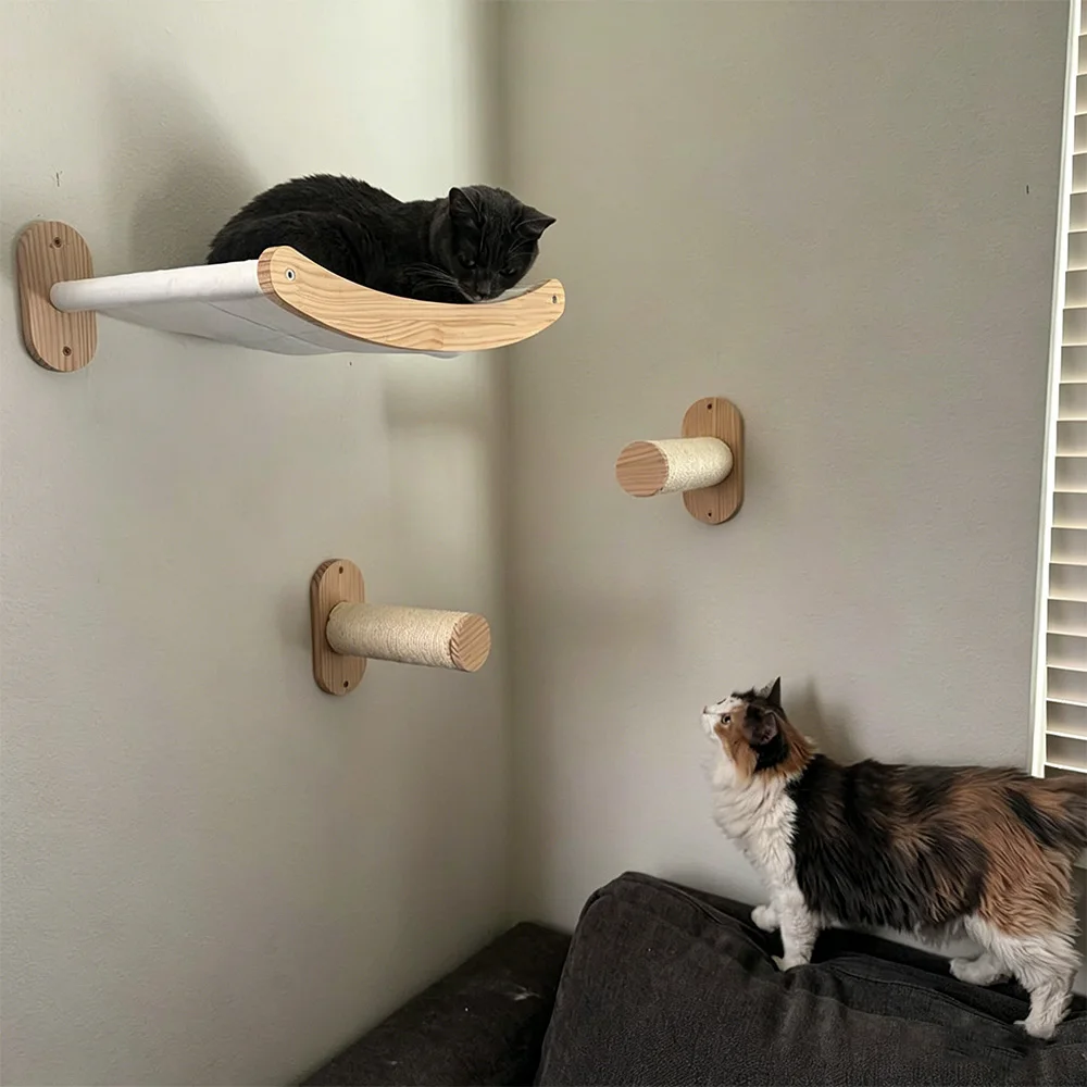 Estantes de macramé para gatos con hamaca y escalones colgantes - imagen 3