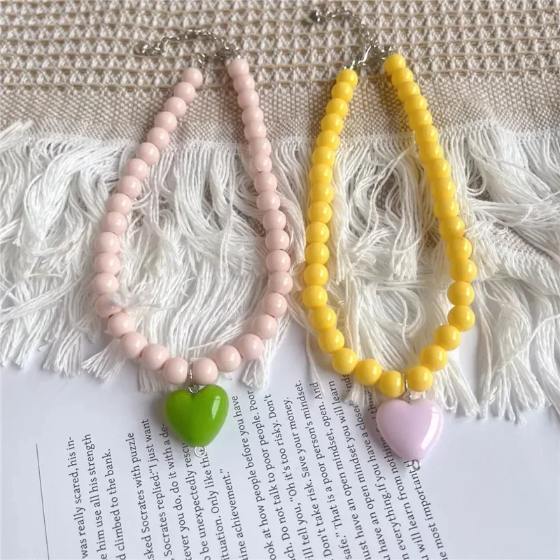 Colgante de corazón ajustable, Collar de perlas para mascotas, Collar de princesa para perros, Collar para gatos, accesorios para cachorros, cadena para perros, joyería para mascotas Chihuahua - imagen 2