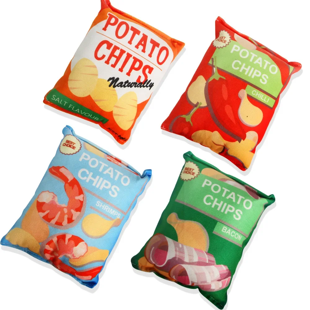 Muñecas de entrenamiento de juguete para perros con sonido, entretenimiento para mascotas, patatas fritas, almohada rellena, pan de gato simulado, juguetes interactivos para masticar - imagen 5