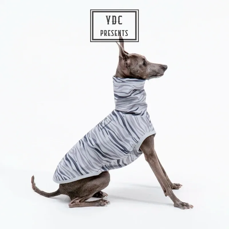 Ropa de galgo italiano, ropa elástica de algodón a rayas con cuello alto para cachorros, ropa para mascotas de otoño para perros medianos Lingtons - imagen 5