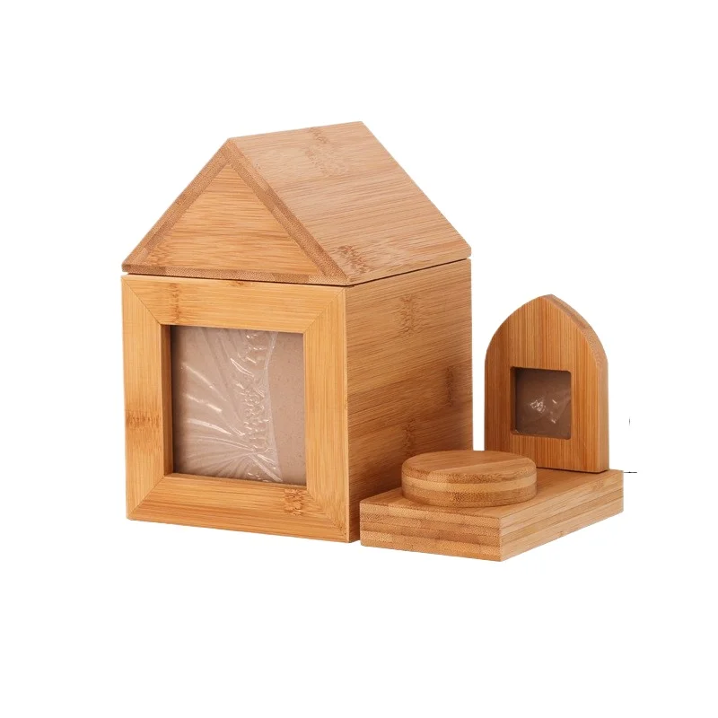 Caja de urna de madera para mascotas, marco de fotos con forma, cajas de urna para cenizas de gatos funerales conmemorativas, recuerdos de imagen para perros y gatos, cajas de cenizas para mascotas de escritorio - imagen 2