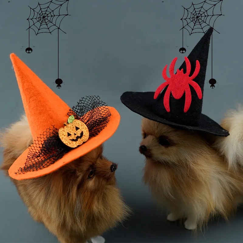 Nuevos sombreros de Halloween para mascotas, sombrero de bruja, calabaza, perro divertido, sombrero de Halloween, suministros para fiestas de mascotas - imagen 3