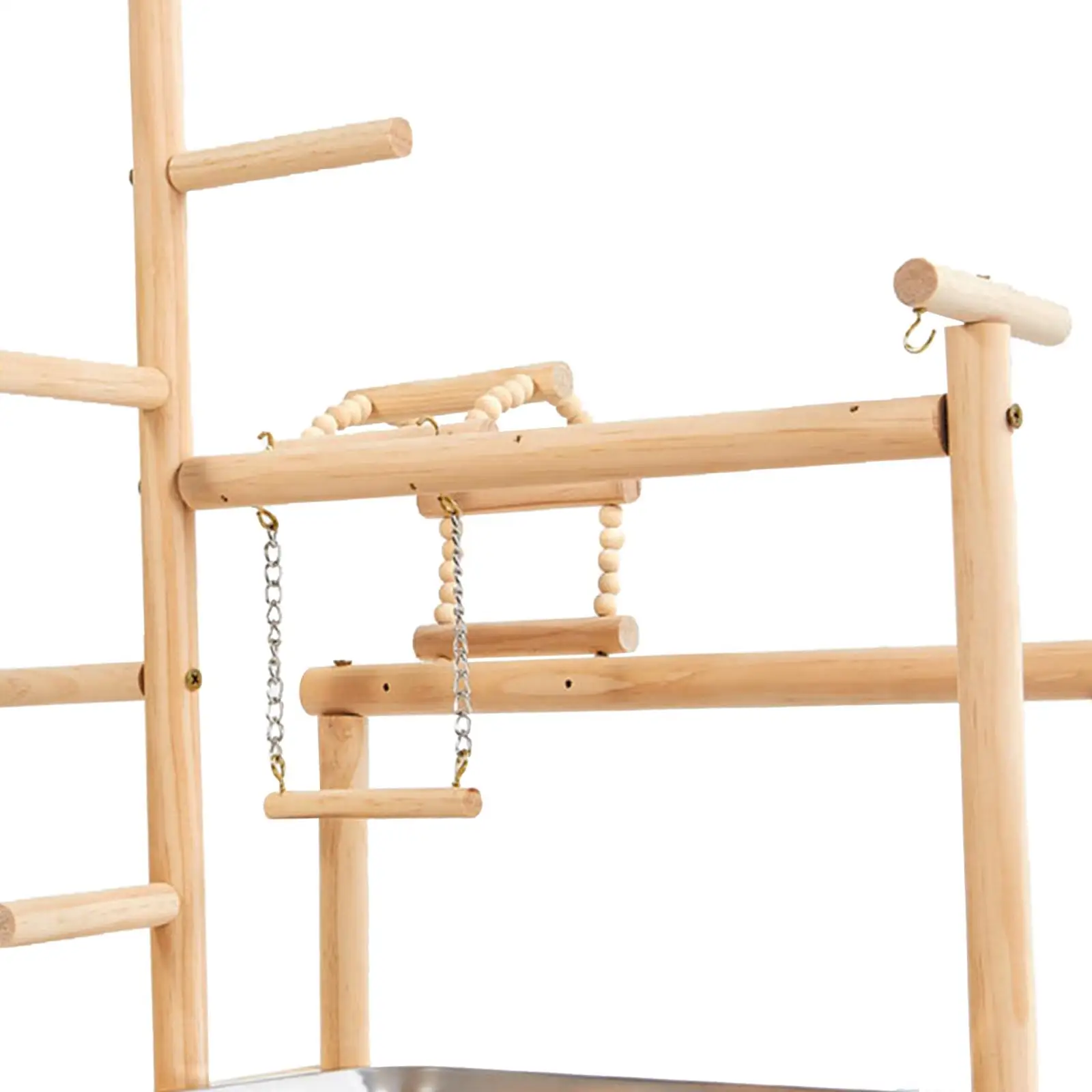 Parque infantil de madera para pájaros, parque infantil para periquitos, escalera con bandeja, soporte para juegos de pájaros, juguete de escalada - imagen 5