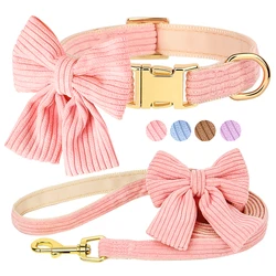 Collar y correa terciopelo rosa para perros pequeños y medianos