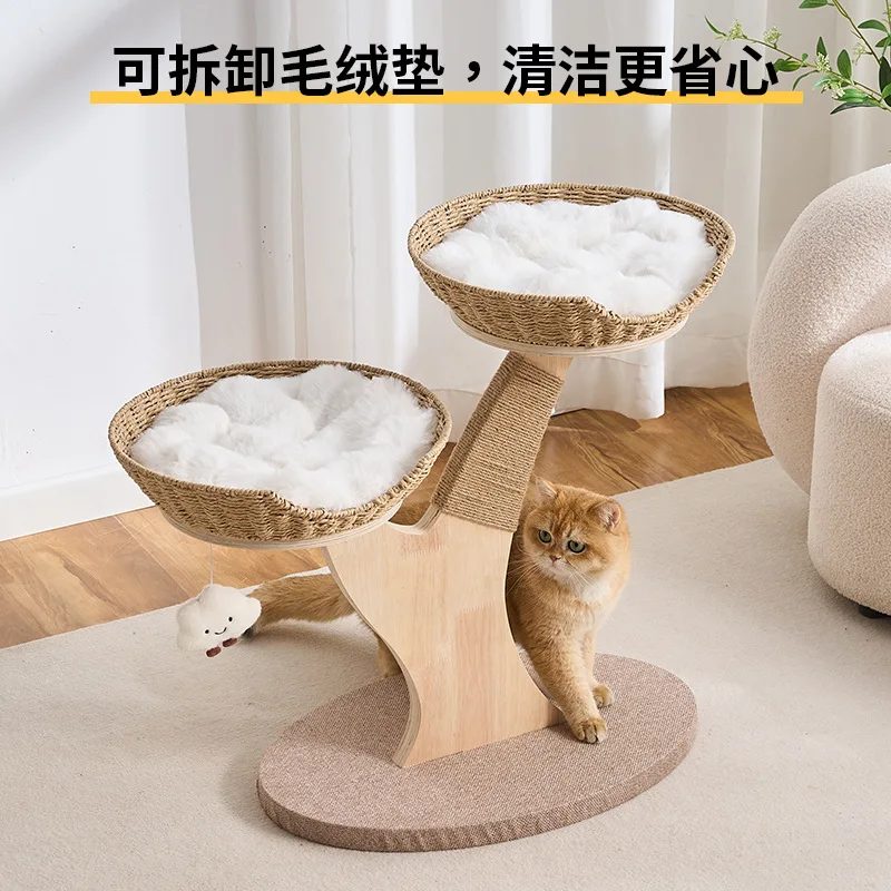 Árbol para gatos de madera maciza y ratán con cápsula espacial, casa - imagen 5