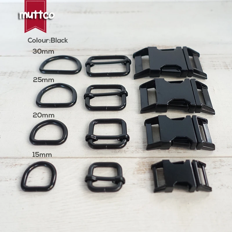 10 unids/lote (hebilla de metal + hebilla de ajuste + anillo D) hebilla de metal chapada de 15,20,25,30mm aleación de Zinc accesorio de collar de perro diy 4 colores - imagen 3