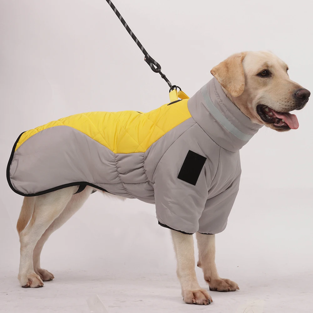 Chaqueta de plumón para perro grande con cuello alto, abrigo reflectante impermeable para mascotas de invierno para perros medianos y grandes, ropa para mascotas Weimaraner Doberman - imagen 3