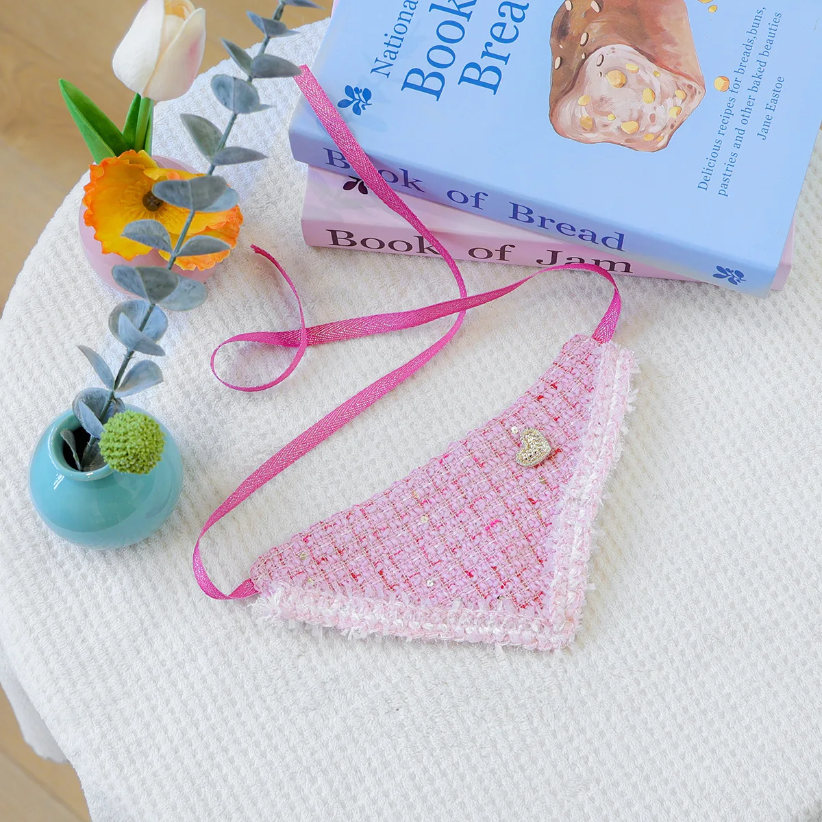 Bandana de lujo para perros y gatos, vendaje triangular de Tweed ajustable, accesorios para perros pequeños, bufanda Triangular para cachorros y gatitos - imagen 3