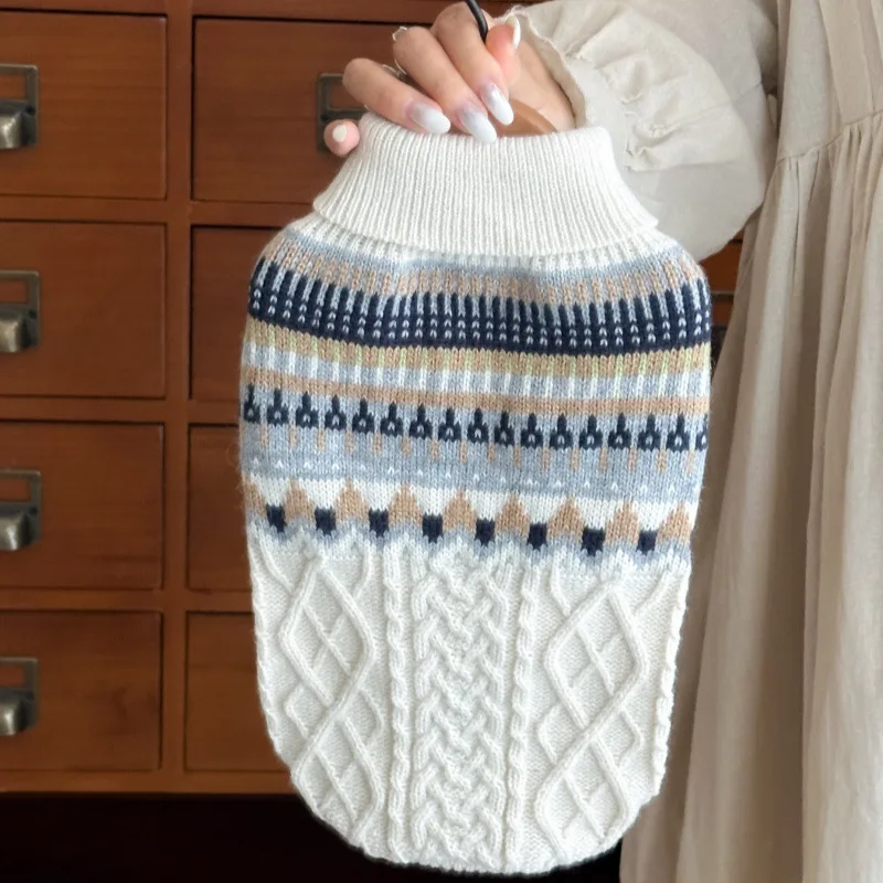 Suéter de cuello alto para mascotas, camisa Base cálida de punto grueso para perros pequeños, forro polar suave para uso al aire libre, otoño e invierno - imagen 2