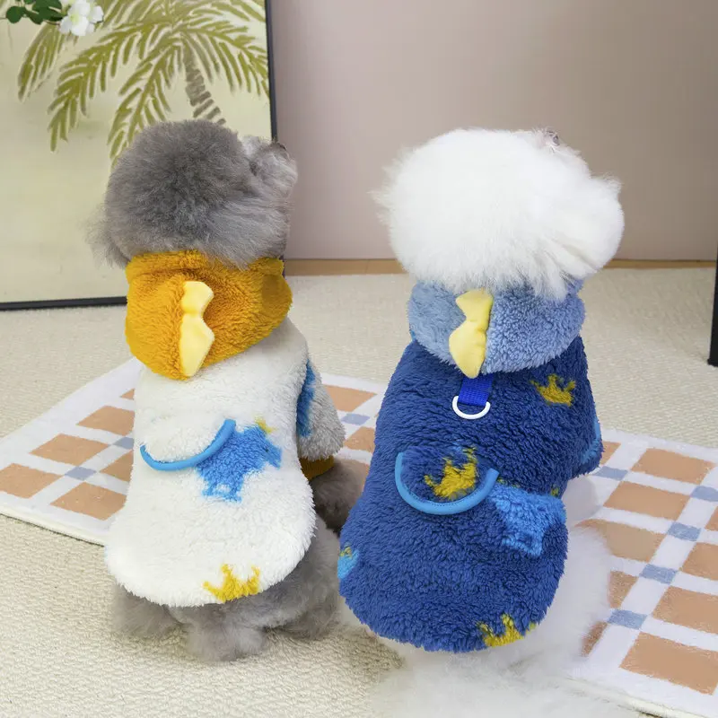 Sudaderas con capucha de lana con ancla de moda peluda para perros, suéter para perros pequeños y medianos, sudadera de terciopelo suave, abrigo con capucha, ropa de invierno para mascotas - imagen 4