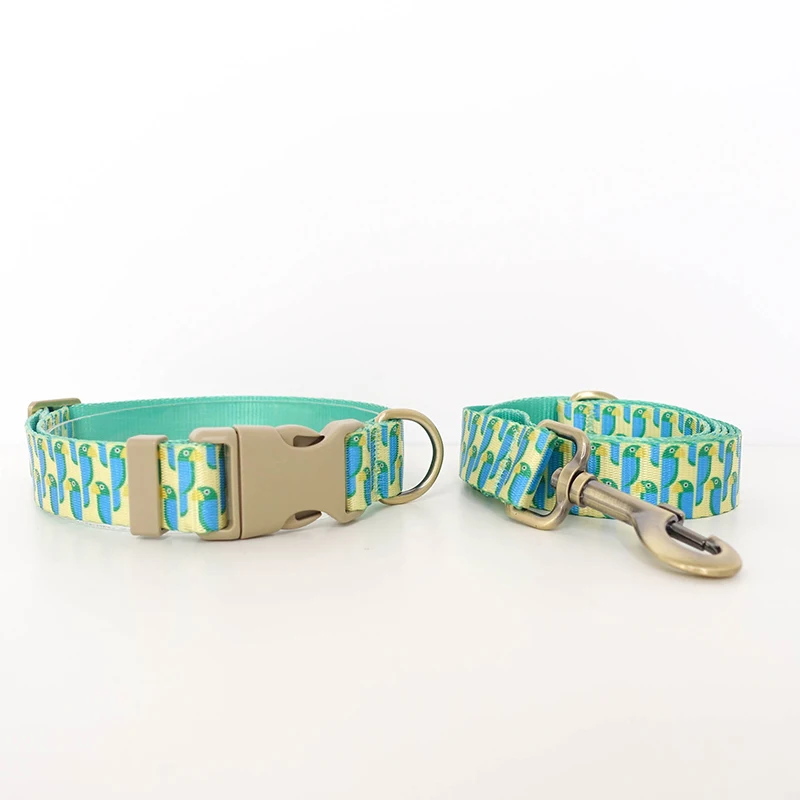 PLATTCO, bonito Collar verde para loros, accesorio ajustable para perros, suministros para mascotas, Collar para perros, juego de correa, loro verde PDC360 - imagen 4