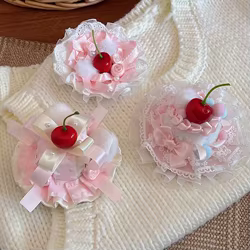Sombrero cereza y lazo encaje para perro – Kit fotos cumple