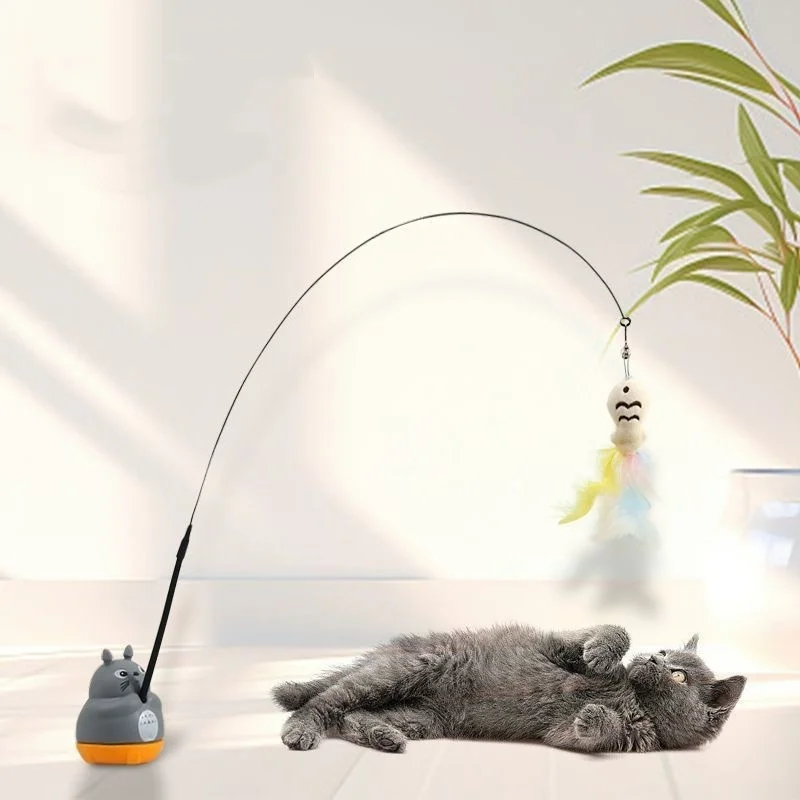 Varita de plumas giratoria para gatos – Juguete interactivo - imagen 3