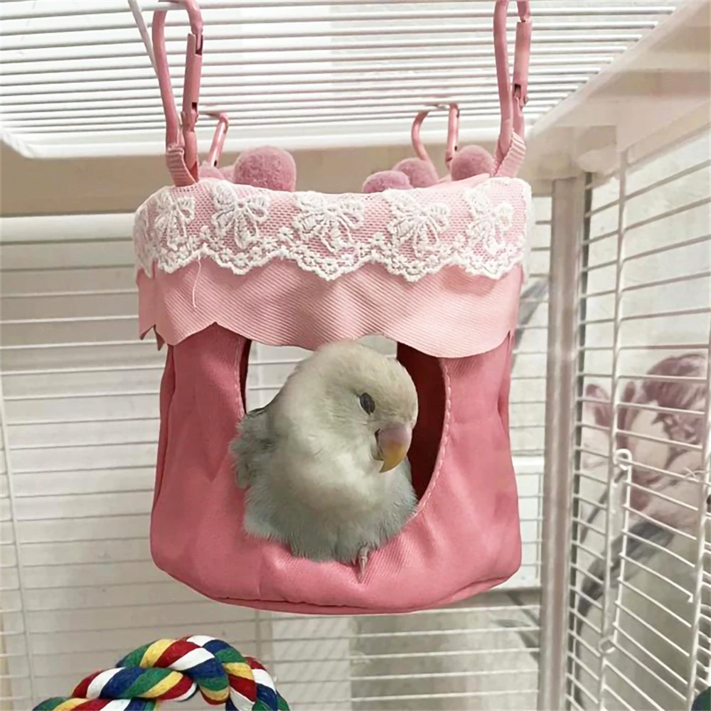 Cama Columpio de pájaro en forma de pastel, cama de Animal pequeño para dormir, jaula colgante de ardilla transpirable, fácil de limpiar, nido de loros, escondite - imagen 4