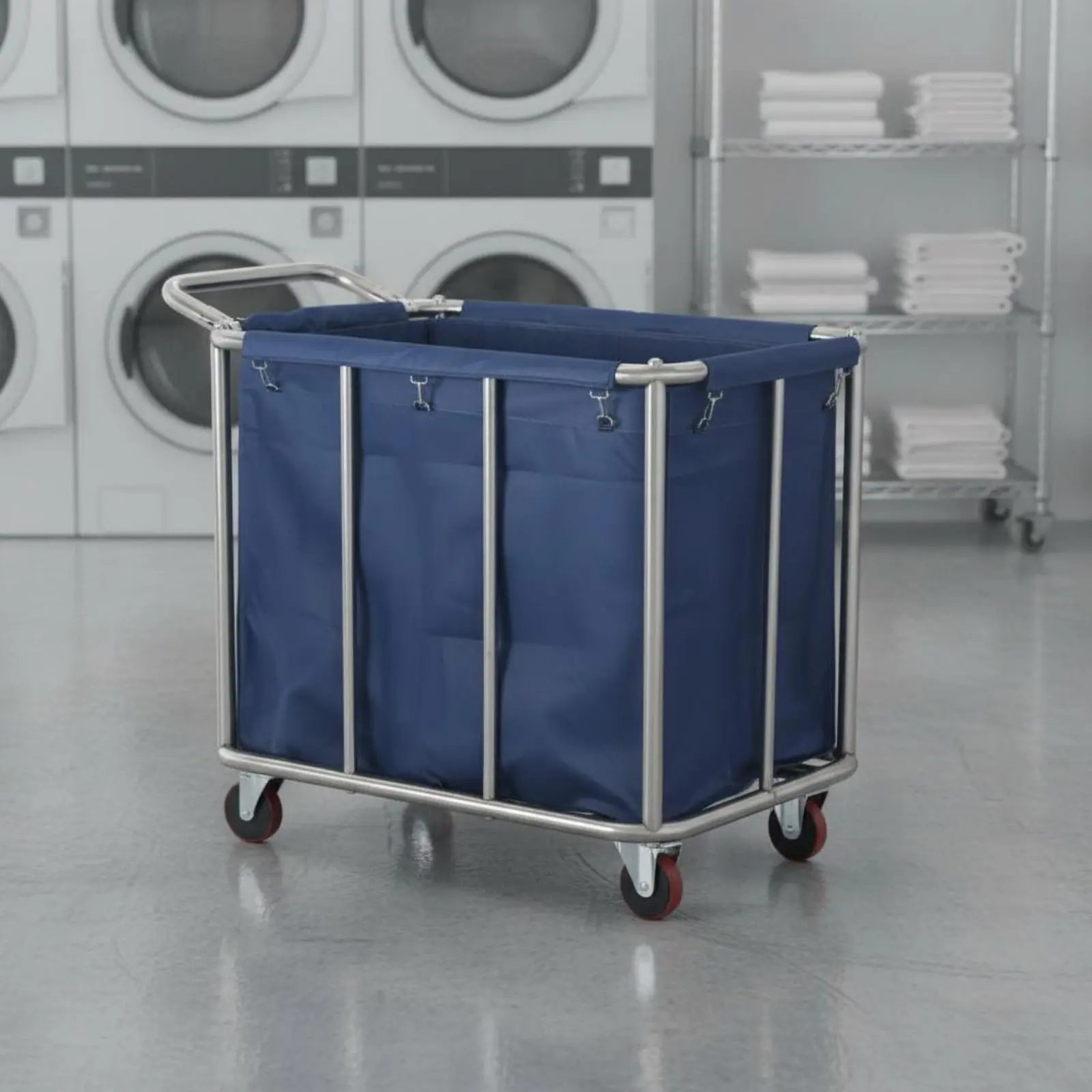 Carrito lavandería con ruedas para gatos y perros – Acero inoxidable - imagen 2