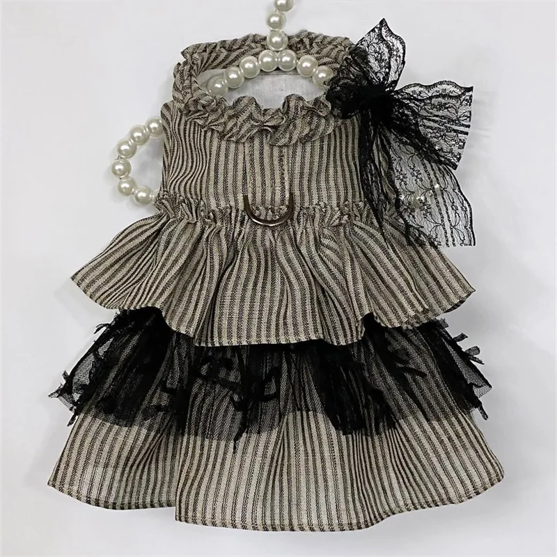 Falda de pastel a rayas de primavera para mascotas, chaleco a rayas de primavera para gatos, bonito vestido de peluche, vestidos para perros pequeños, ropa para cachorros