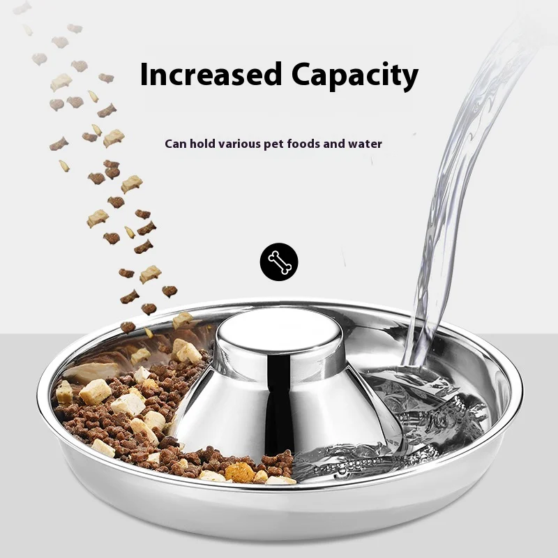 Cuenco de alimentación lenta de acero inoxidable para gatos y cachorros, plato saludable antiastres para mascotas, diseño engrosado, fácil de limpiar - imagen 3