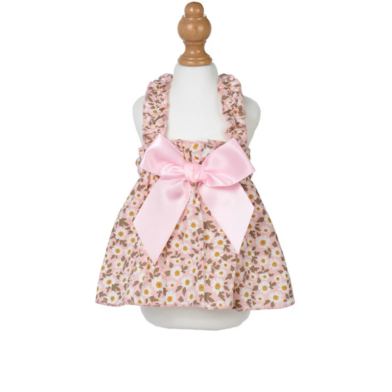 Vestido de verano para perros pequeños, vestido de princesa con lazo para gato, chaleco Floral para cachorro, falda con roseta, ropa para mascotas - imagen 2