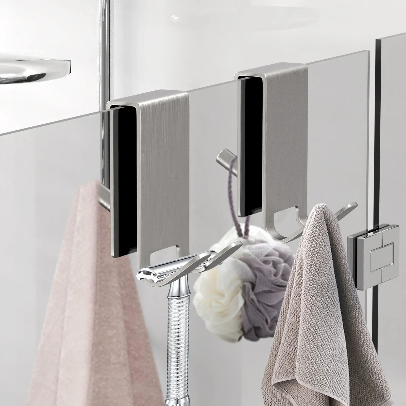 Gancho puerta ducha acero inoxidable sin perforaciones antideslizante - imagen 4