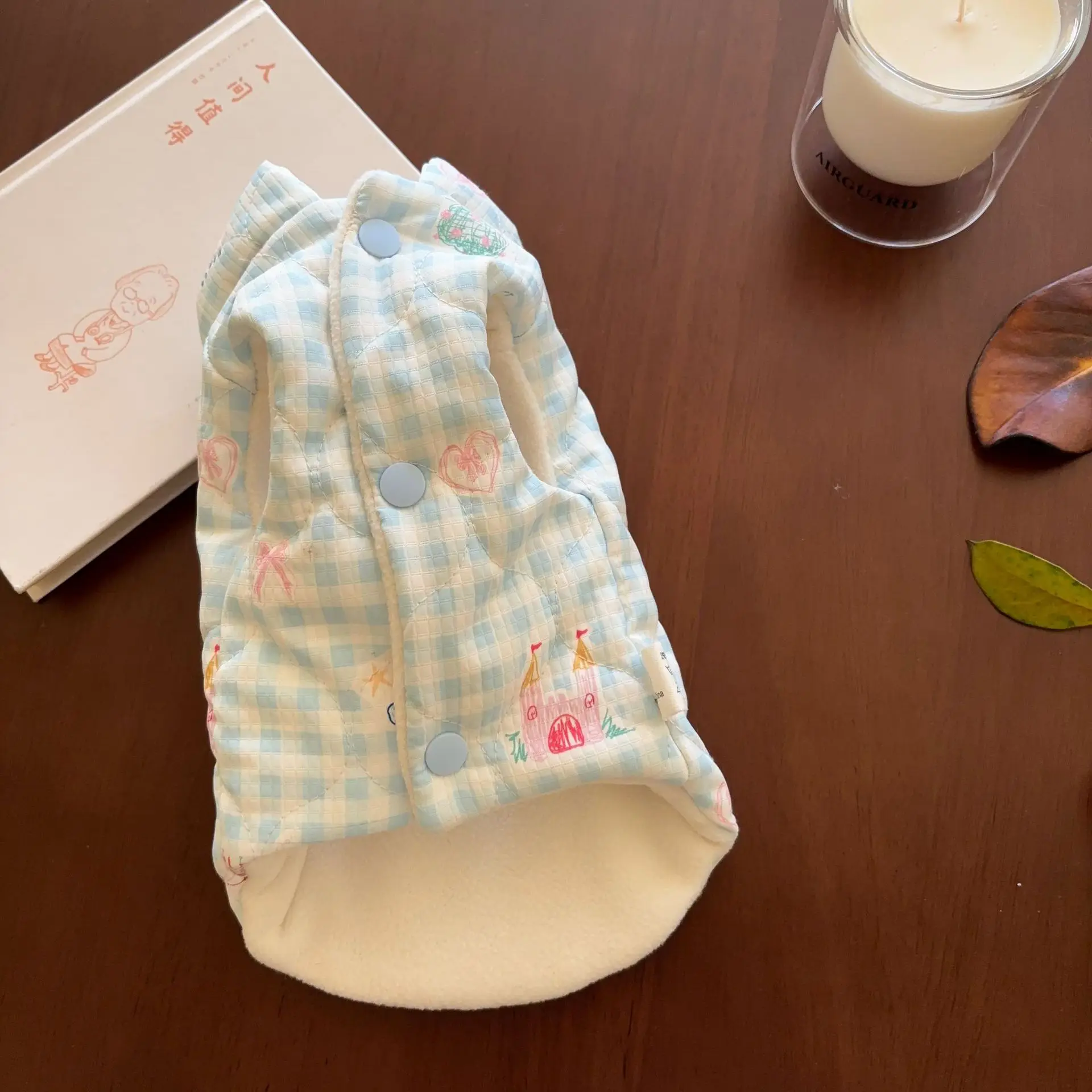 Abrigo con lazo a cuadros para otoño/invierno para mascotas, chaleco cálido de invierno para perros y gatos, ropa para perros pequeños, ropa para cachorros - imagen 3