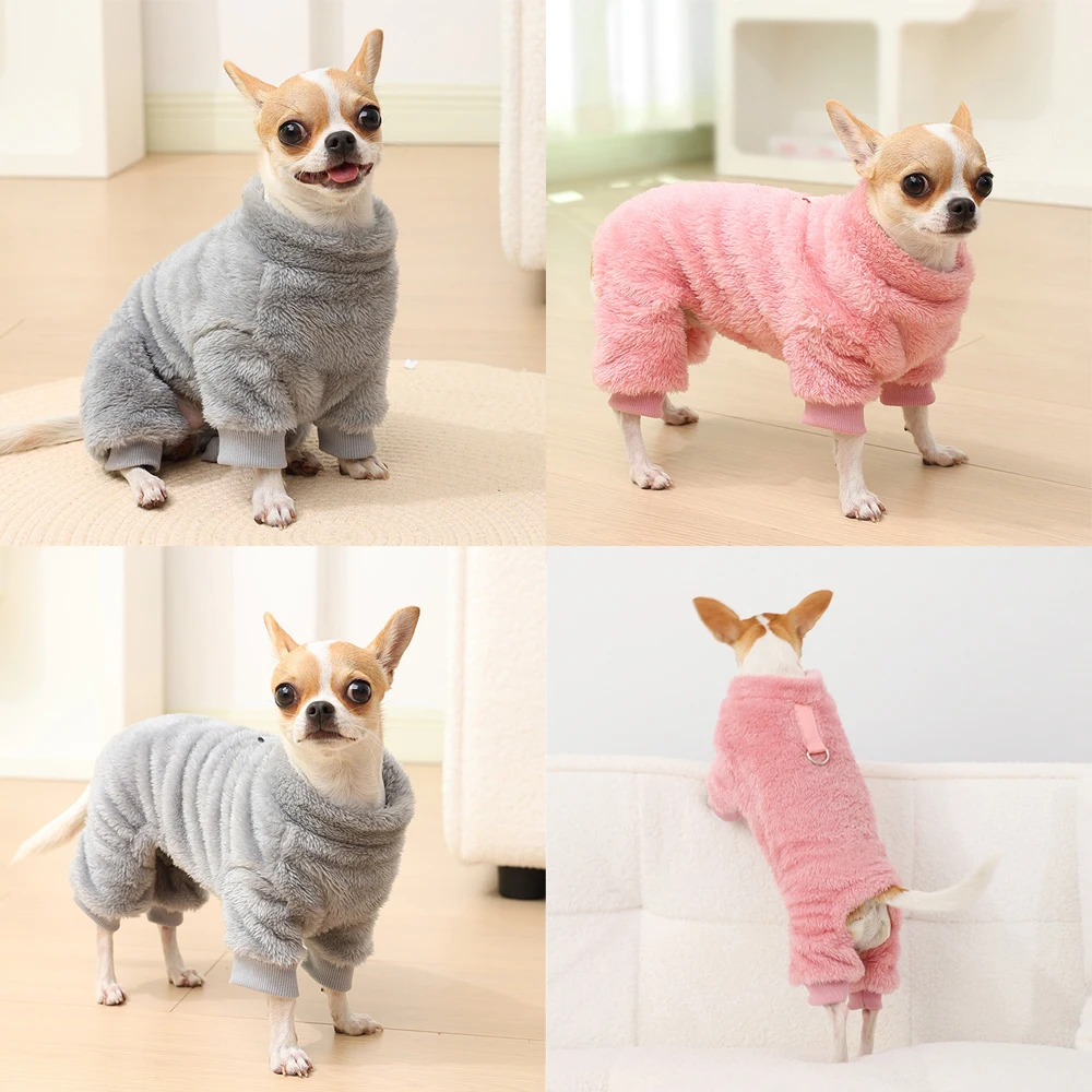Pijamas de lana suave para perros, ropa de Otoño Invierno, mono para mascotas para perros pequeños y medianos, suéter para cachorros, trajes cálidos de una pieza para Chihuahua y Pug - imagen 5