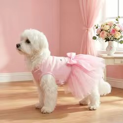 Vestido para perro y gatos pequeños medianos falda tul rosa lazo