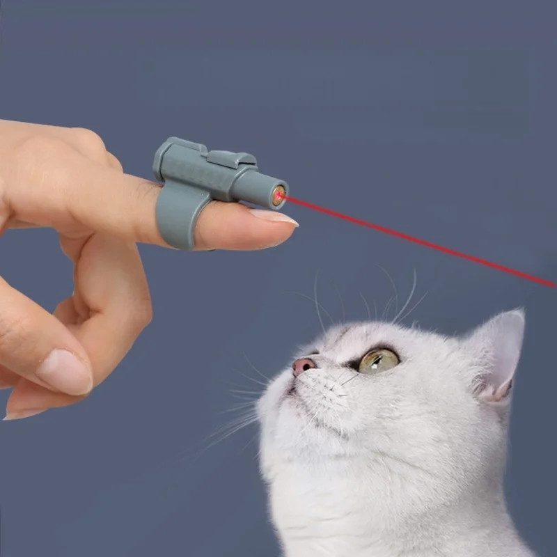 Mini linterna de entrenamiento con luz para dedo, puntero láser portátil para gatos, juguete para gatos sin batería