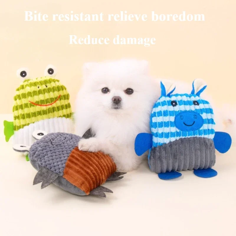 Juguetes de la serie de estilo de dibujos animados para mascotas, cangrejo, Rana, burro, resistente a mordeduras, autopedición, voz calmante, juguetes para perros, productos de felpa - imagen 2