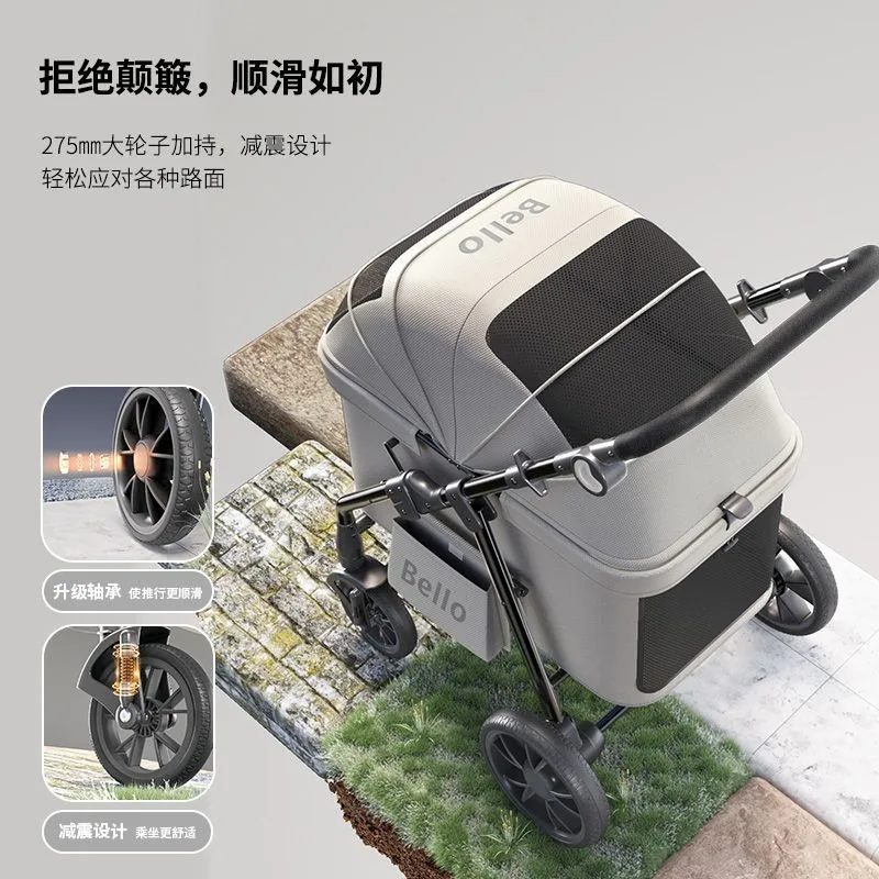 Nuevo Cochecitos para mascotas con un solo clic, plegables, con absorción de impacto, para perros y gatos, cochecitos de viaje para mascotas, versión Universal para perros y gatos - imagen 4