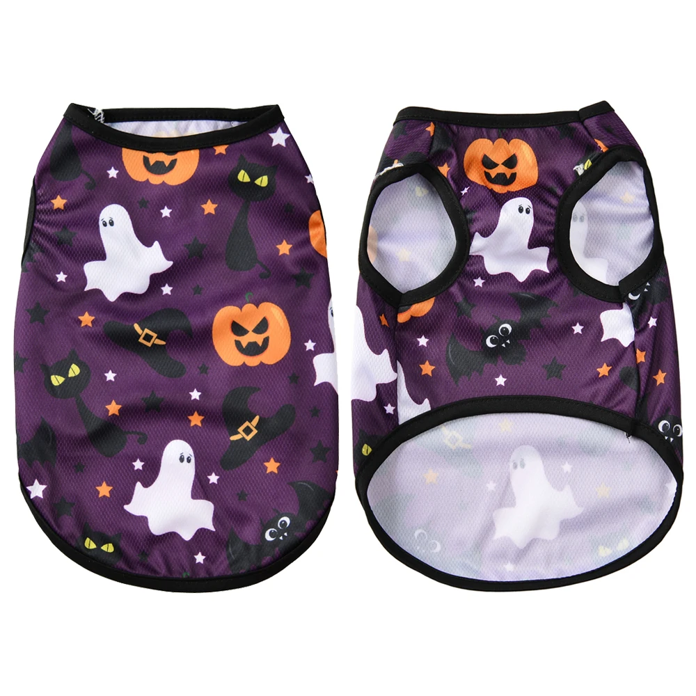 Camiseta transpirable de verano para perros pequeños y medianos, ropa suave con estampado de Halloween para mascotas, chaleco Schnauzer Yorkshire Pug - imagen 3