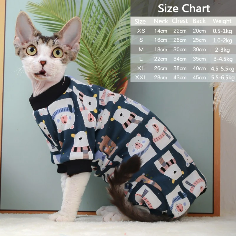 Ropa de primavera para gato, sudaderas con capucha con estampado de dibujos animados, pijama de gato Cooton, esfinge, mono, monos de gato, disfraz de gatito, perros pequeños - imagen 4