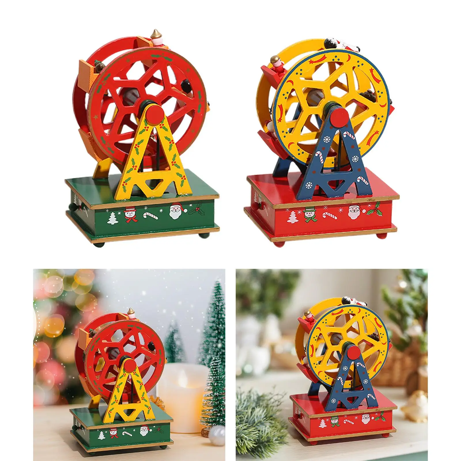 Christmas Music Box Ferris Wheel Crafts Home Decoration Accessories Desktop Ornament for Living Room Fireplace Indoor Home Shelf