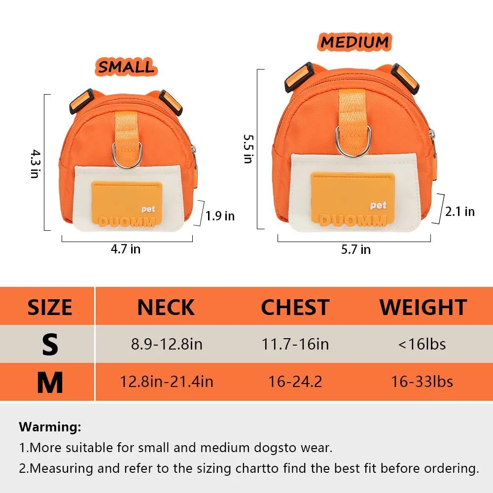 Linda mochila ajustable para mascotas con correas de arnés, bolsa portátil para entrenamiento de perros para viajes al aire libre, bolsas de almacenamiento para aperitivos para cachorros y mascotas - imagen 3