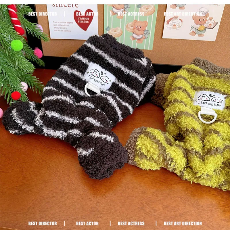 Mono de tiras para perros, mono de invierno para cachorros, ropa para mascotas de lana negra y verde, pijamas de manga larga para cachorros, chándal, monos XXL - imagen 4