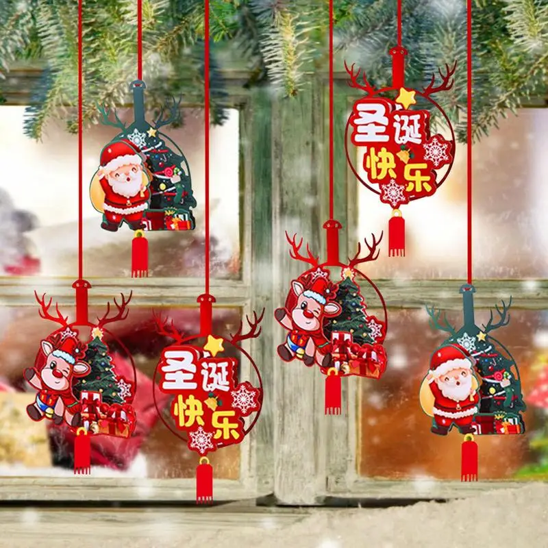 Adornos navideños de madera de personajes chinos, decoración de árbol de Navidad, exquisita artesanía de madera, árbol de Navidad de madera resistente - imagen 2