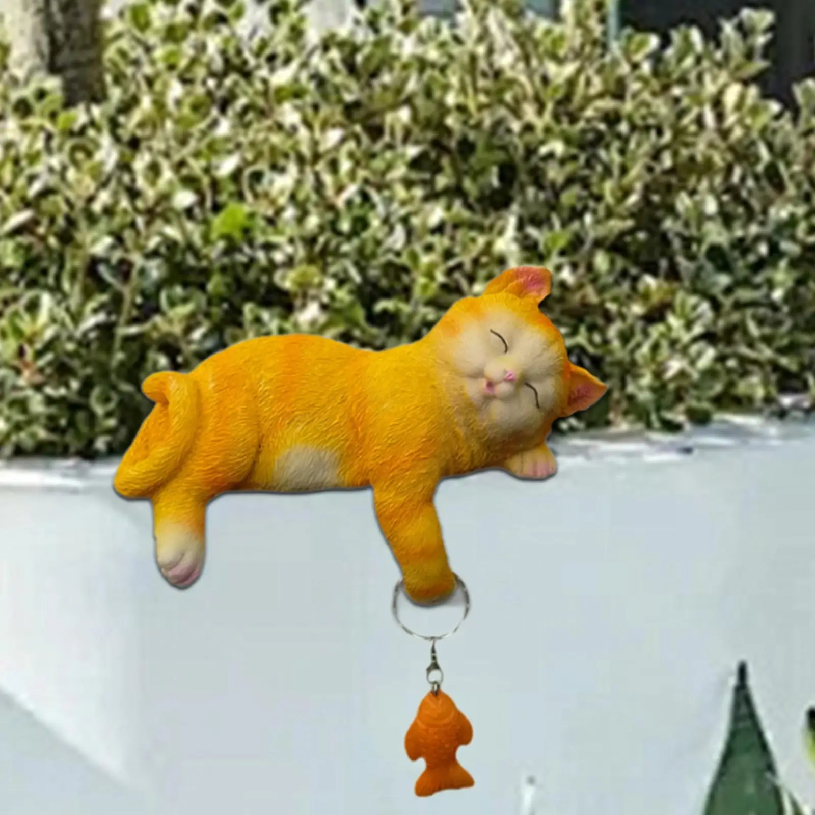 Sleeping Cat Garden Statue Lawn Ornament Indoor Animal Sculpture Resin Kitty Figurine for Outside Porch Flowerbed Party Planter