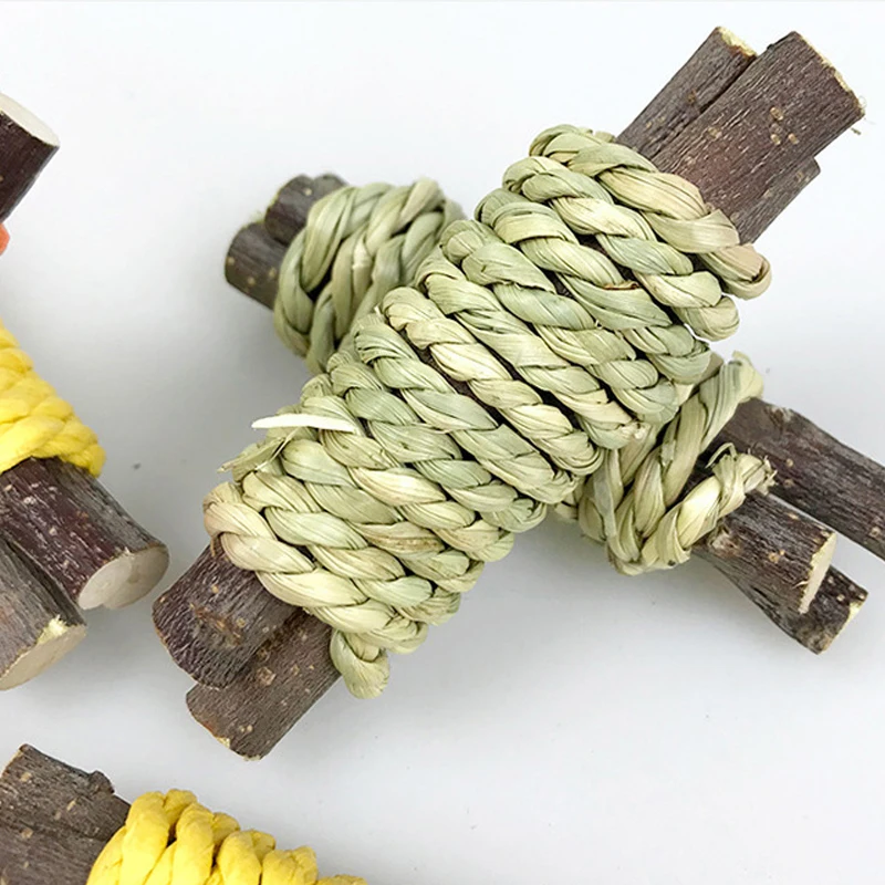 3 pièces/ensemble lapin jouet à mâcher organique naturel pomme bois herbe gâteau animal de compagnie lapin dents meulage jouet pour cochons d'inde Hamsters D9124 - imagen 4