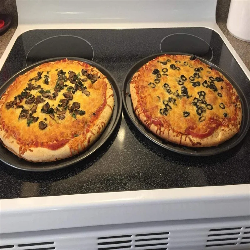 Bandejas antiadherente de acero al carbono para Pizza, bandeja para hornear con agujeros, plato redondo profundo, molde para hornear, horno, herramientas de cocina para el hogar - imagen 2