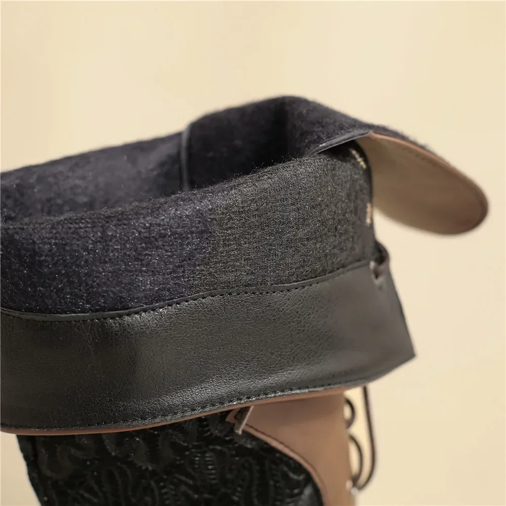 Botas de media caña con punta puntiaguda victoriana para mujer, zapatos de tacón alto de cuero con cordones, Punk, con agujeros, Steampunk, Strange, Plus Size32-43 - imagen 5