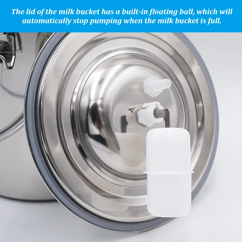 Cubo de leche de vaca de acero inoxidable de 5L, bomba de vacío para granja, vacas, cabras, pastos, vacas, ovejas, accesorios eléctricos para máquina de ordeño - imagen 5