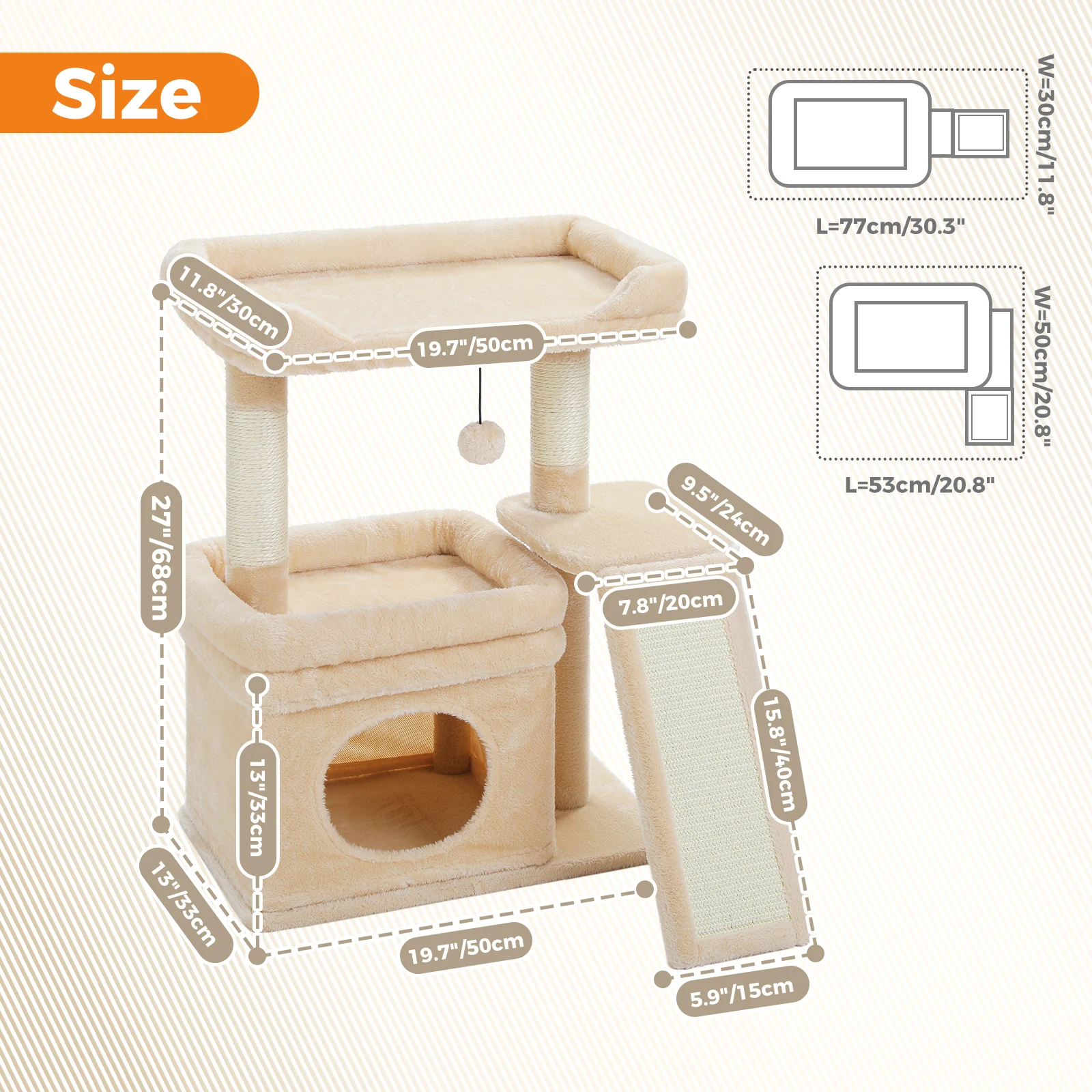 Árbol de interior para gatos con plataforma, condo y rascador de sisal - imagen 2