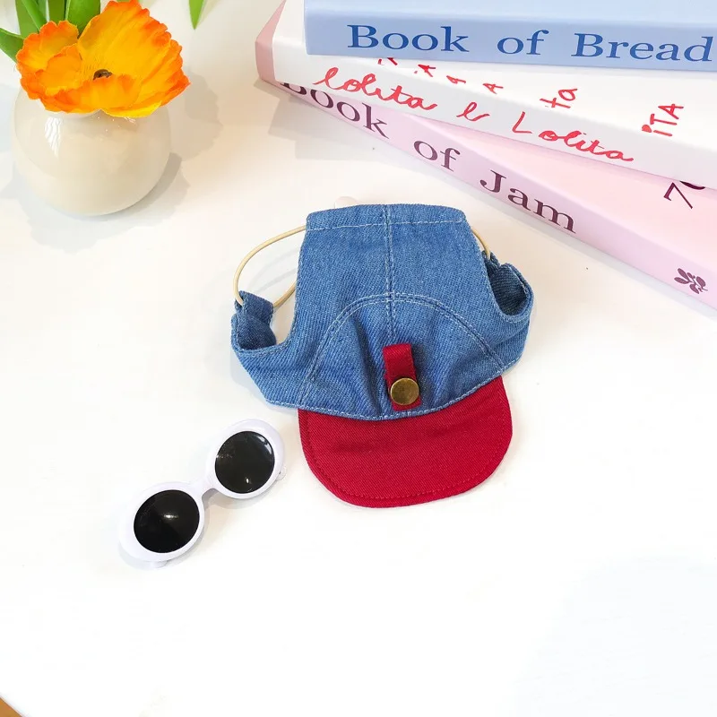 Sombrero de sol para mascotas de dos piezas a la moda y conjunto de gafas de sol geniales, gorra de béisbol para perros y funda para cabeza de gato - imagen 4