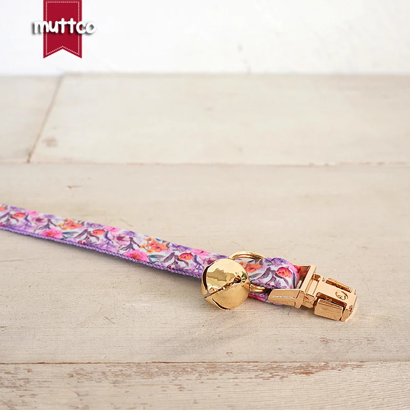 MUTTCO Venta al por menor grabado hermoso diseño de patrón de flores hecho a mano brillante collar de rosa de violeta diseño único collar de gato 2 tamaños UCC188 - imagen 4