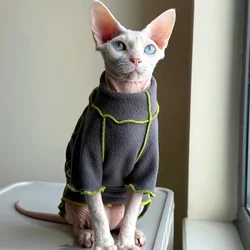 Abrigo polar gris manga larga para gato Sphynx suave y antimanchas